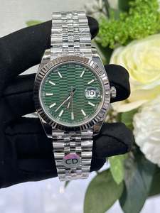 Reloj Mecánico Automático de Alta Calidad con Correa de Acero Inoxidable Plateada y Esfera Verde, Reloj de Pulsera con Calendario al por Mayor - Product Image 5