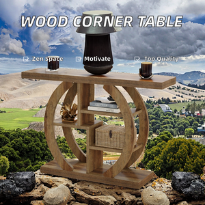 Table d'appoint d'angle en bois massif moderne de 42,5 pouces, design livre, faite à la main, 5 niveaux, convertible en canapé, meuble de salon - Product Image 2