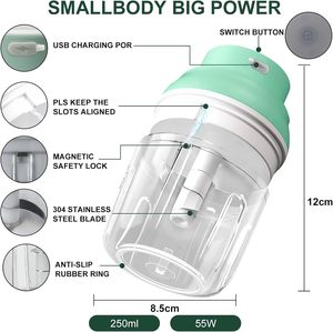 Utensilios de Cocina en Oferta, Prensa de Ajo Automática Multifuncional Ecológica, Rebanador de Alimentos, Triturador de Carne, Mini Picadora Eléctrica Inalámbrica USB - Product Image 3