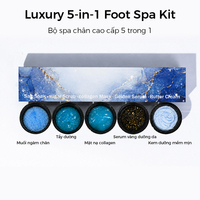 Kit de spa pour les pieds de luxe à 5 étapes avec logo personnalisé, fournitures pour ongles, utilisation professionnelle en salon, saphir, arôme, kit de spa pour les pieds au collagène doré, boîte
