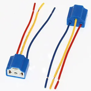 Conector de coche de cerámica H4 9003 hembra de 3 pines, soporte automático, enchufe de lámpara de 7,8mm, enchufe de bombilla