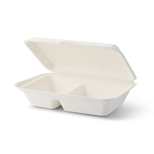 Offre Spéciale : Contenants Alimentaires en Canne à Sucre 25x16.5x6.1cm, 2 Compartiments avec Couvercle à Charnière, Forme Rectangulaire - Product Image 3