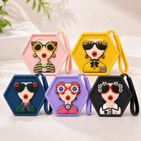 Sac Rangement Silicone Hexagonal DIY Charms Dessin Anime Impermeable Portable Trousse Maquillage Etui Cles Vente Gros