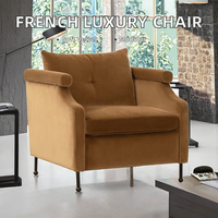 Fauteuil d'appoint rectangulaire de luxe pour hôtels, en velours et garnissage en éponge, idéal pour les salons et les espaces de détente.