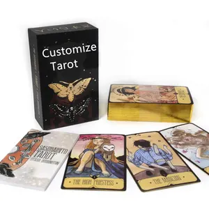 Cartas de Tarot de juego de afirmación de oráculo de papel de bordes dorados de impresión personalizada de fábrica de alta calidad con guía