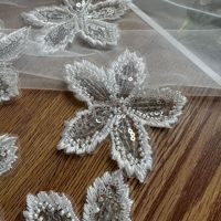 9cm Blanc Flocon De Neige Paillettes Perles Patches Appliques Vêtement Embellissements Patch pour Tissu Sacs Chapeaux Chaussures Décorations