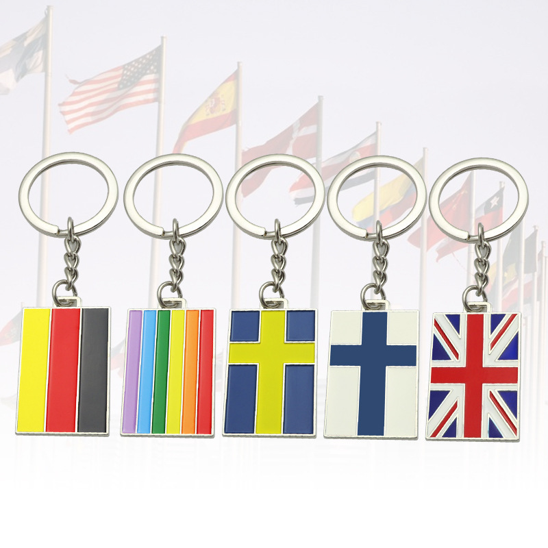 Finland Flag Keychain - 100% Embroidered, 5x1.25 Inch Durable Merrow Border Key Ring - View #10