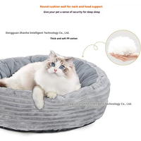 Lit pour chat rond chauffant en fausse fourrure, amovible et lavable, préservation de la chaleur, style personnalisable, utilisation en intérieur