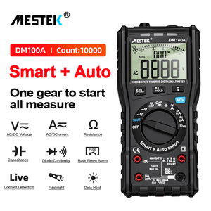 Multímetro Digital DM100A con Rango Automático, 10000 Lecturas, Medidor de Ohmios, Voltios y Capacitancia - Product Image 2