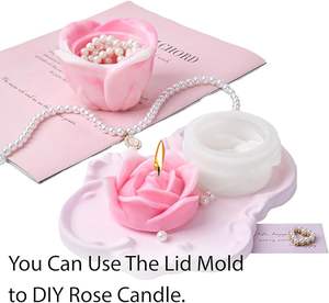 Boîte de rangement en résine époxy Moules en silicone Pot à bougie en forme de rose avec couvercle <span class=keywords><strong>Moule</strong></span> en béton Ciment <span class=keywords><strong>Jesmonite</strong></span> Planteur Bougie <span class=keywords><strong>Moule</strong></span> à vase - Product Image 6