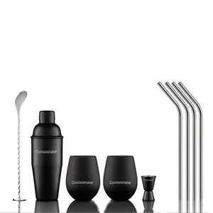 Роскошный барный набор, черный коктейльный шейкер со встроенным сетчатым фильтром для бармена, Миксер для напитков