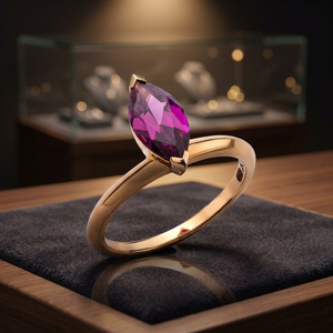 Women's Gold Plated Alloy Princess Cut Amethyst Prong Setting Trendy Classic Certified Engagement Gemstone Ring April Birthstone - Product Image 3