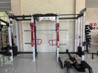 Rack de musculation multifonctionnel en acier inoxydable à huit colonnes, machine Smith, demi-rack, pile de poids à 2 broches de 75 kg, pour entraînement des jambes