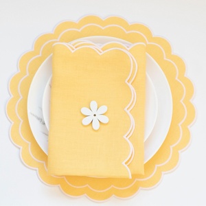 Natural Style 100% <b>Linen</b> <b>Cloth</b> Napkin Luxury Custom Size Organic Flax FabricTable <b>Cloth</b> Embroidered Edge Pure <b>Linens</b> - Product Image 3
