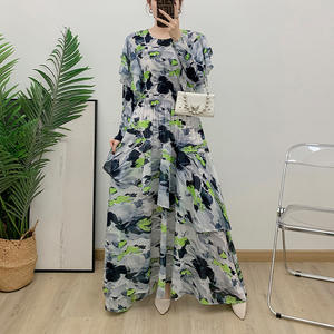 Robe à manches en feuille de lotus froissée 2025 printemps nouvelle exportation commode à fleurs du Moyen-Orient semble mince et élégant vêtements pour femmes - Product Image 4