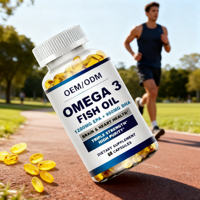 Cápsulas de Aceite de Pescado Natural Omega-3 EPA y DHA, Superalimento para la Salud del Cerebro y el Corazón en Adultos, 60 Cápsulas
