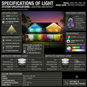 Luces <span class=keywords><strong>LED</strong></span> de Navidad para Exteriores de 30 Metros con Control Inteligente RGBW IP68, Iluminación Decorativa Navideña, Temperatura de Color 2700K-6000K, Permanentes - Product Image 3