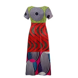 Vente en gros <span class=keywords><strong>Robe</strong></span> de mariée longue à manches courtes imprimée <span class=keywords><strong>wax</strong></span> africain Belles robes confortables a-ligne imprimées écologiques personnalisées pour femmes - Product Image 3