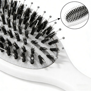 Cepillo para el cabello con mango blanco y cojín de aire, con cerdas de nailon de cerdo - Herramienta de peinado para masaje del cuero cabelludo y peinado suave - Product Image 6