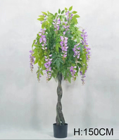 Fabriek Goedkope Prijs Natuurlijke Houten Stam Potted Nep Blauwe Regen Bloemen Boom Kunstmatige Roze Witte Blauwe Regen Boom Te Koop