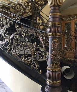 Rampe d'escalier de villa de luxe en fer forgé bronze antique, design décoratif en métal pour intérieur - Product Image 3