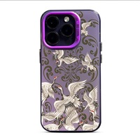 Coque de téléphone portable en TPU et PC avec impression grue blanche mignonne et argent électroplaqué pour iPhone Xs 11 12 13 14 15 16 17 18 Pro Max