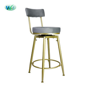 Ghế đẩu cao chân kim loại, lưng tựa vải nhung phối màu tương phản, mã WS 98284 - Product Image 2