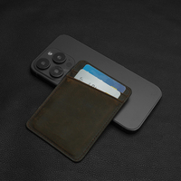 Dompet Kartu Minimalis Kulit Asli dengan Logo Kustom, Tali Elastis Kompak untuk Uang, Tempat Kartu di Saku Depan
