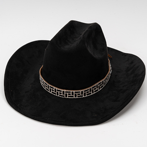 Chapeau de <span class=keywords><strong>cowboy</strong></span> en daim de luxe avec bande décorée de strass, large bord, pour hommes et femmes, style western, <span class=keywords><strong>tenue</strong></span> de concert, toutes saisons - Product Image 1
