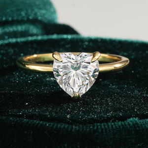 Gioielli pregiati 18k oro placcato 925 argento <span class=keywords><strong>solitario</strong></span> cuore 2ct Moissanite banchetto di fidanzamento per donna - Product Image 3