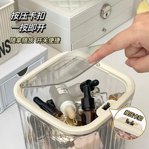Transparent Acrylic Cosmetic <b>Storage</b> <b>Box</b> With Lid Stackable Desktop Organizer For Skincare Samples And <b>Small</b> Items - Product Image 4