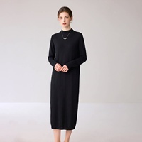 100% Feiner Kaschmir Gestricktes Einfarbiges Schlichtes Kleid Damen Neue Herbst/Winter-Kollektion Halbhoher Kragen Mittellanger Locker Sitzender Basis-Pullover