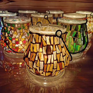 Kit de Manualidades de Mosaico de Vidrio Hecho a Mano, Juego de Fabricación de Portavelas y Faroles, Regalo Navideño - Product Image 1