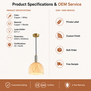 Lampe suspendue moderne minimaliste <span class=keywords><strong>en</strong></span> <span class=keywords><strong>cuivre</strong></span> et marbre naturel, <span class=keywords><strong>abat</strong></span>-<span class=keywords><strong>jour</strong></span> <span class=keywords><strong>en</strong></span> forme <span class=keywords><strong>de</strong></span> dôme, pour salle à manger, chambre à coucher, hôtel, décoration intérieure - Product Image 4