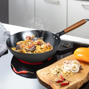 Wok <span class=keywords><strong>en</strong></span> fonte de 30 cm, épaisseur 3-4 mm, nitridé, pour cuisson chinoise, idéal pour usage extérieur – Vente directe usine - Product Image 1