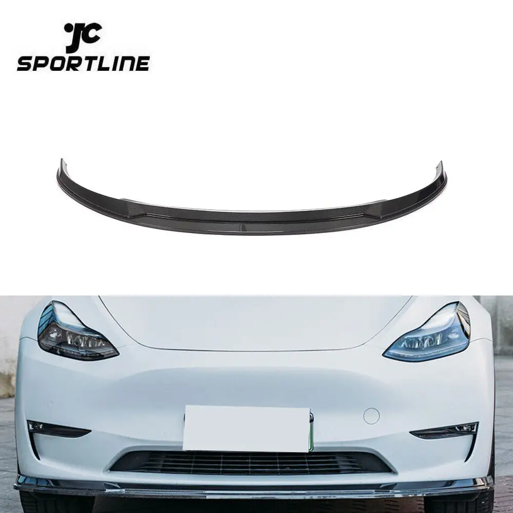 JCSportline Carbon Fiber Front Lip Spoiler für Tesla Model Y Sport Utility 4-Door 2019-2021