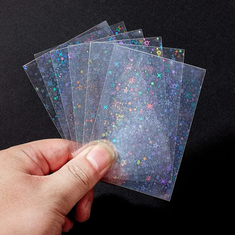 Holographic Stars Flashing Soft Film Protector for Photocard Trading Card Sports Game Idol Card Laser Clear Card Sleeves