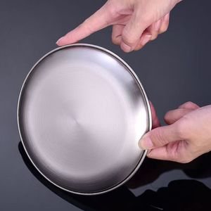 304 Stainless Steel <b>Round</b> <b>Tray</b> Gold Silver Korean BBQ Plate Vegetable <b>Serving</b> <b>Tray</b> Hotel Food Western Cake Buffet Plate - Product Image 2