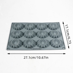 12-Compartment Silicone Mold for Cake Baking, Flower-Shaped Mold for <b>Cookies</b>, DIY Mold - Product Image 6