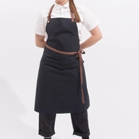 Tablier de cuisine longue durée avec logo personnalisé peinture de nettoyage de chef serveur serveuse de salon promotion cadeau de couleur unie avec bracelet en cuir