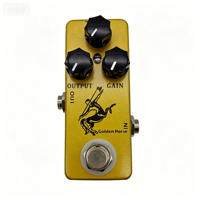Pédale d'effet pour guitare électrique en métal finition mate jaune MOSKY GOLDEN HORSE OVERDRIVE de qualité supérieure avec contrôle tactile