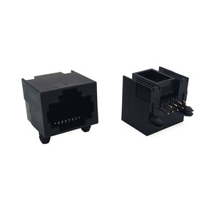ขั้วต่อโมดูลาร์แจ็ค RJ45 แบบตัวเมีย DIP <span class=keywords><strong>56</strong></span> มุมฉาก 8P8C ช่องเสียบอีเธอร์เน็ต L=15.1 มม. วัสดุ PBT สีดำ 50 โอห์ม หน้าสัมผัสทอง - Product Image 4
