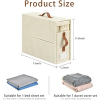 Organisateur de rangement pour draps en tissu non tissé de haute qualité avec fermeture éclair, organisateur de literie empilable pour couvertures et housses de couette, visible