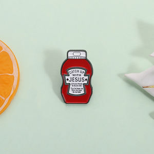 Pin de Esmalte con Diseño de Ketchup de Jesús, Divertido Broche Cristiano, Insignia para Mochila o Solapa, Joyería, Regalo, Venta al por Mayor - Product Image 2
