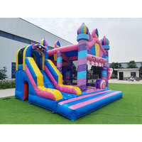 Château Gonflable Combo Candy Castle pour Enfants, Structure de Saut en PVC avec Toboggan pour Location de Fêtes