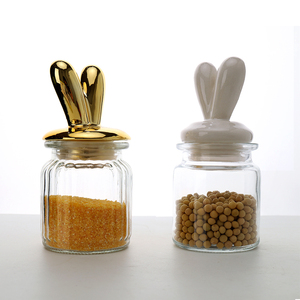 OEM/ODM Cuisine Salle De Bain Mignon Lapin Tête Céramique Décor Boîte Bocaux En Verre - Product Image 3