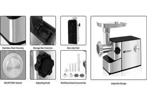 Hachoir à Viande Électrique Multifonctionnel de Norme Européenne pour Usage Domestique, Broyeur à Viande Automatique et Remplisseur de Saucisses - Product Image 4