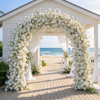 Arche florale en soie rose poudré, roses, pivoines et hortensias, arrangement réaliste fait main pour la décoration de scène de cérémonie de mariage