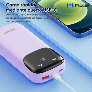 Batería Externa Miccell de <span class=keywords><strong>10000mAh</strong></span>, 35W PD, Carga Rápida, Cables Integrados, Pantalla LED, Impermeable, Li-Polymer - Product Image 4
