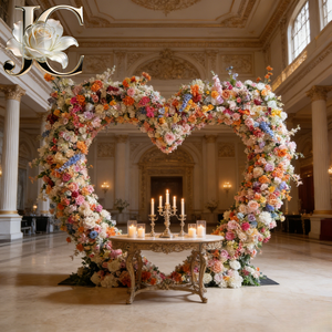 ซุ้มดอกกุหลาบคลาสสิกประดิษฐ์จากผ้าไหม งานแฮนด์เมด ฉากหลังงานแต่งงานแบบดั้งเดิม ตกแต่งทางเข้าสไตล์โบโฮ - Product Image 1